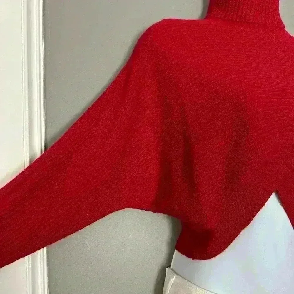 Thinkable Red Criss Cross Women's Sweater (483)